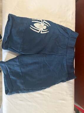 Marvel Spider-Man Boys Sweat Shorts Size 6 Navy Blue Spider Logo Pockets Kids